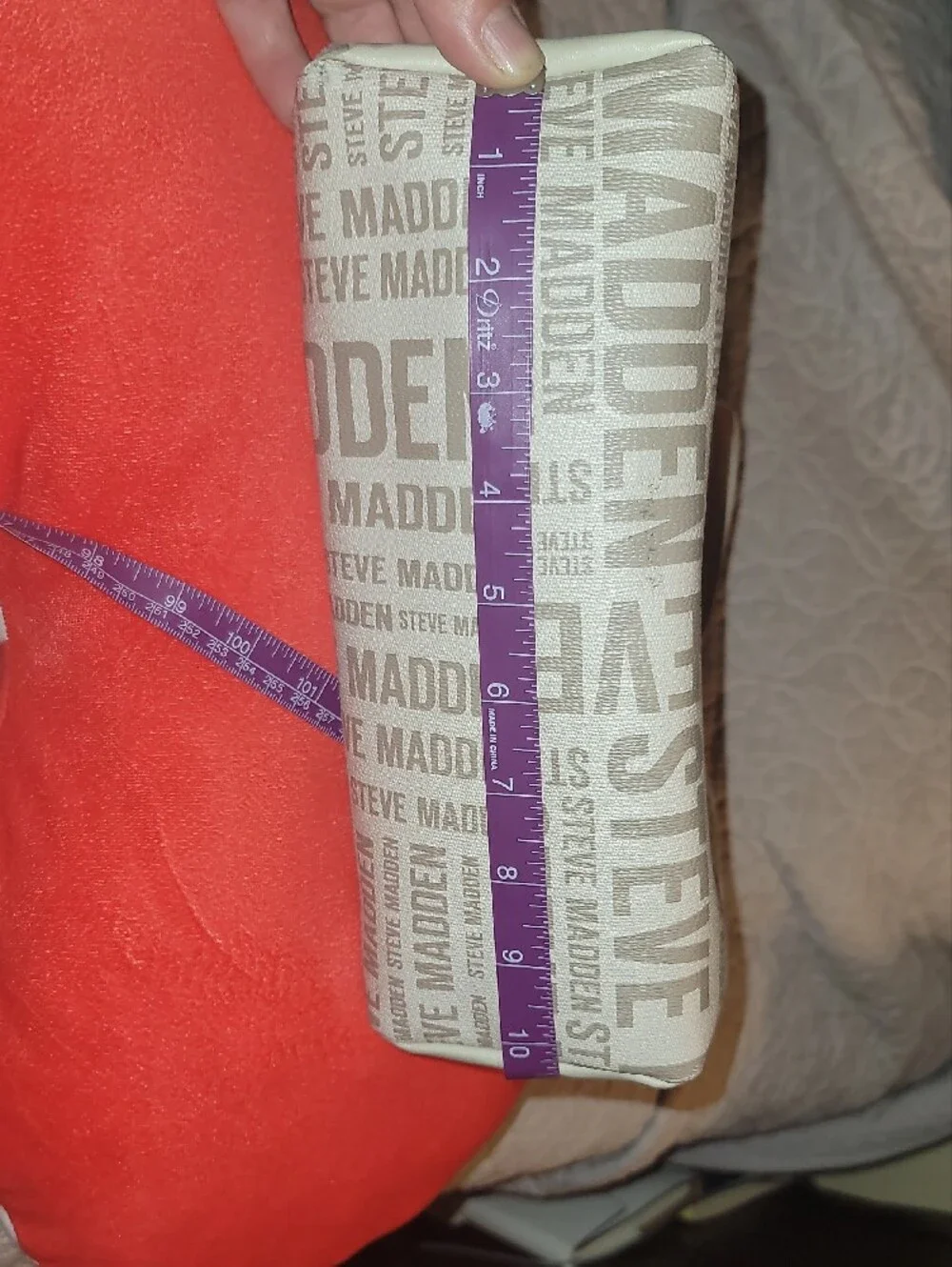 Steve Madden Beige Logo Shoulder Bag with SM Accent